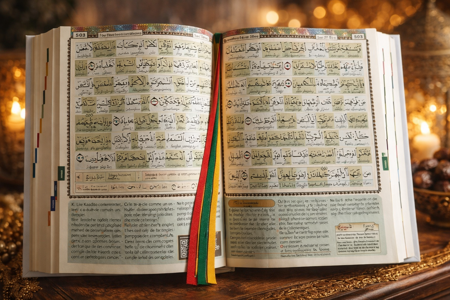 Le Saint Coran avec grands caractères - Transcription phonétique - Traduction des sens en français - Grande écriture et Regles de Tajwid en couleur et Vidéos - Blanc doré (13,5 x 18 cm)